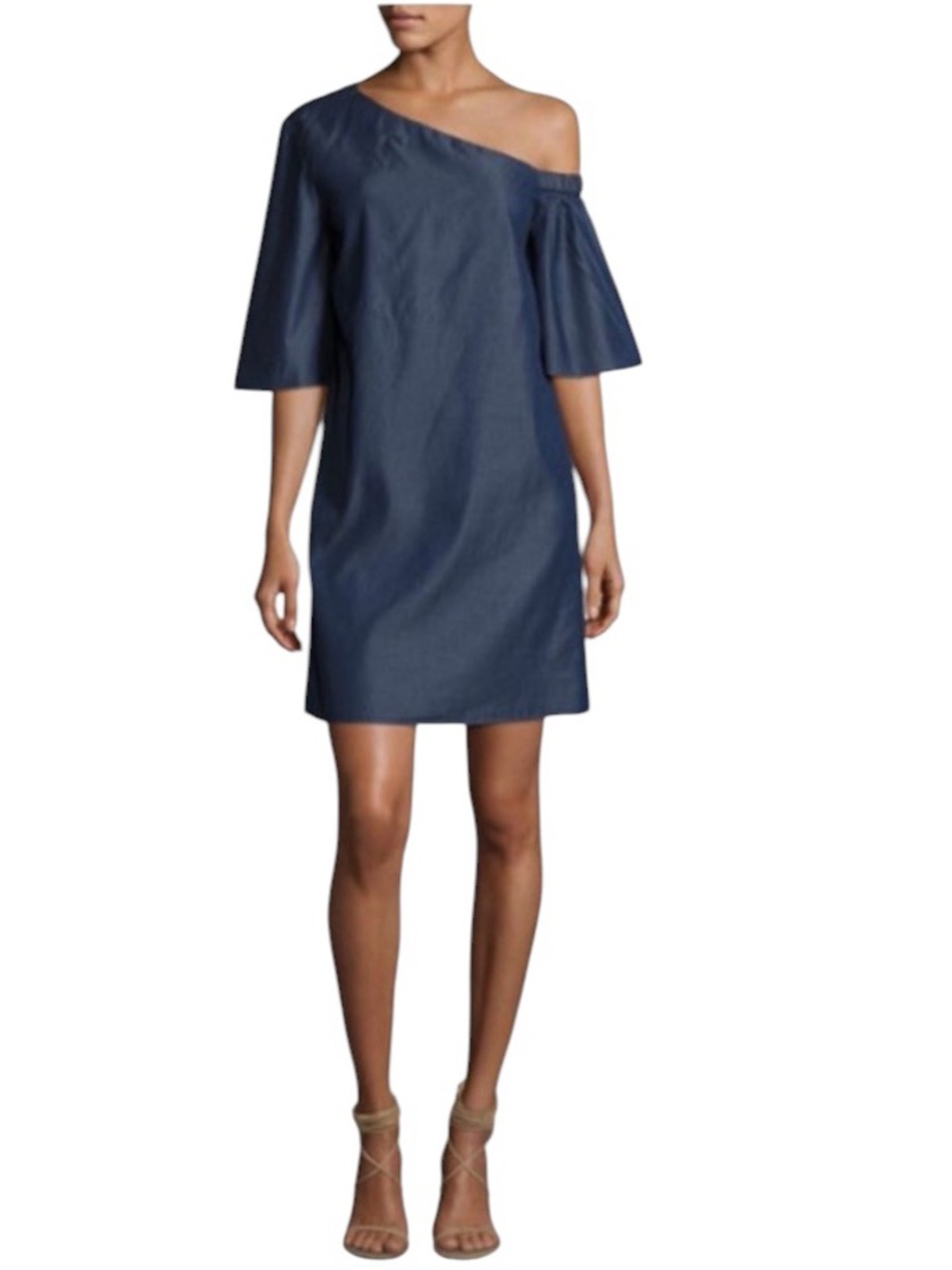 Tibi chambray off the shoulder mini dress